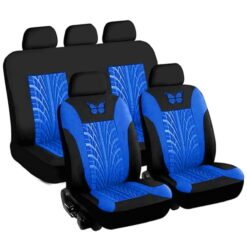 Alternative view of 9PCS Universal Car Seat Covers Full Set Protector Cushion Front Rear 3D Butterfly Embroidery Pattern, Blue