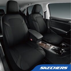 Alternative view of Skechers Premium Leather Car Seat Cover – Full Set, Durable, Breathable, Universal Fit for Cars, SUVs, and Trucks - Black