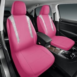 Alternative view of PIC AUTO Car Seat Covers - Sparkly Hot Pink Leather with Bling Glitter, Full Set, Waterproof, Airbag Compatible, Universal Fit