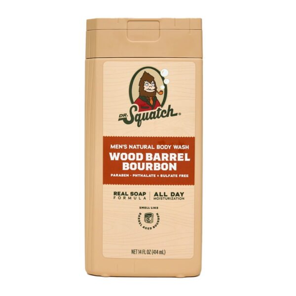 Dr. Squatch Wood Barrel Bourbon Natural Body Wash for Men, 14 fl oz