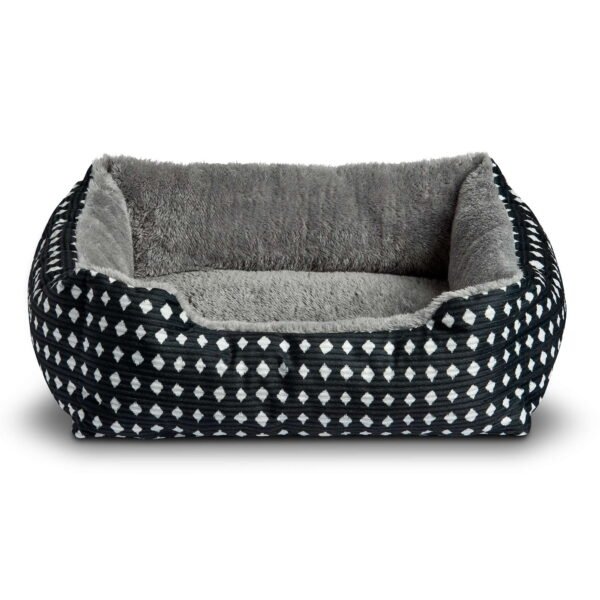 Vibrant Life Dog Bed, Cat Bed, Puppy Bed, Plush Cuddle Bed for Small Breeds, 19" x 15",Black & White Diamonds
