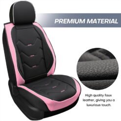 Alternative view of OTOEZ Universal Car Seat Cover Pink PU Leather 5 Seats, Front Rear Seat Protector Full Set, Waterproof Cushion Fit Most Honda Toyota Chevy Ford Nissan Vehicle Truck SUV