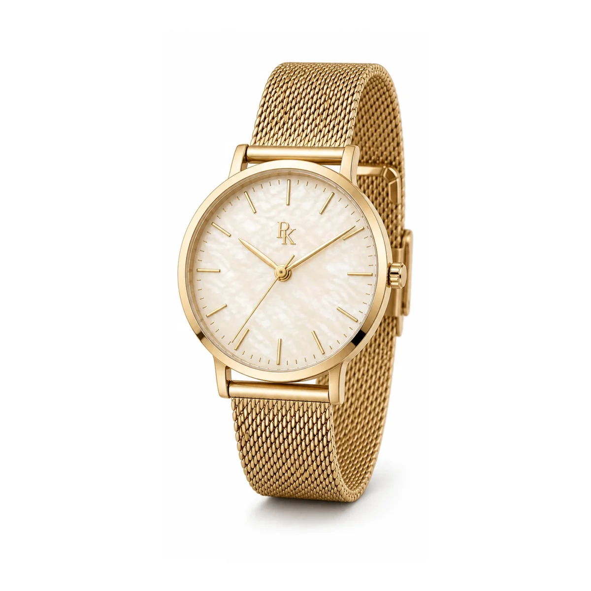 rk-atl-34-crm-gld-front Bita Swissy Atelier 34mm Cream Gold Pearl Watch - Image 2