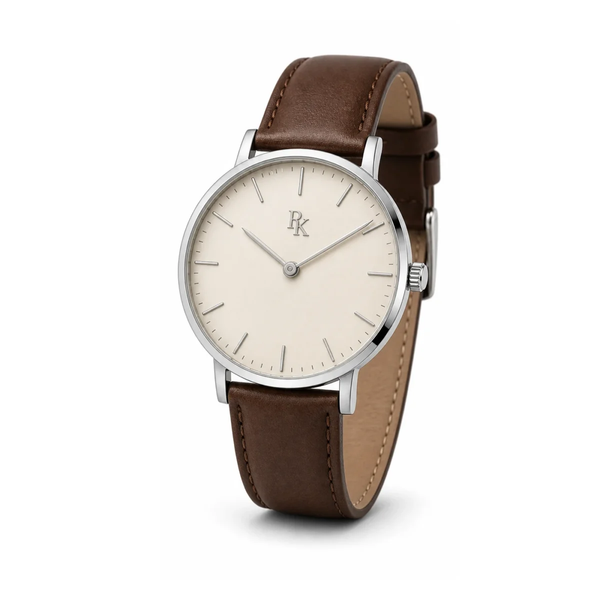 rk-min-39-ivy-brn-angle Bita Swissy Minima 39mm Ivory Brown Minimalist Watch - Image 3