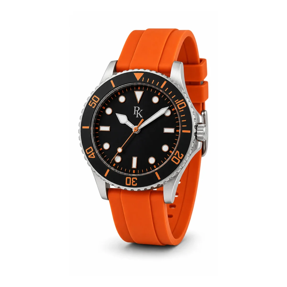rk-mrn-42-org-sil-side-detail Bita Swissy Mariner 42mm Orange Silicone Sport Watch - Image 4