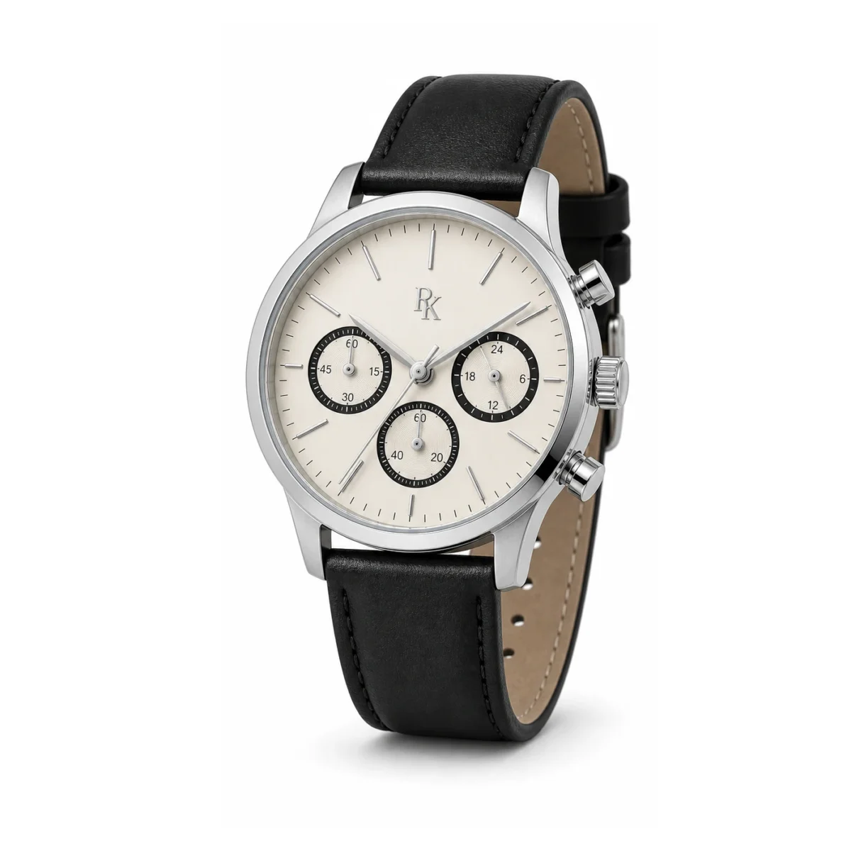 rk-tmp-42-ivy-blk-angle Bita Swissy Tempo 42mm Ivory Black Chronograph Watch - Image 3