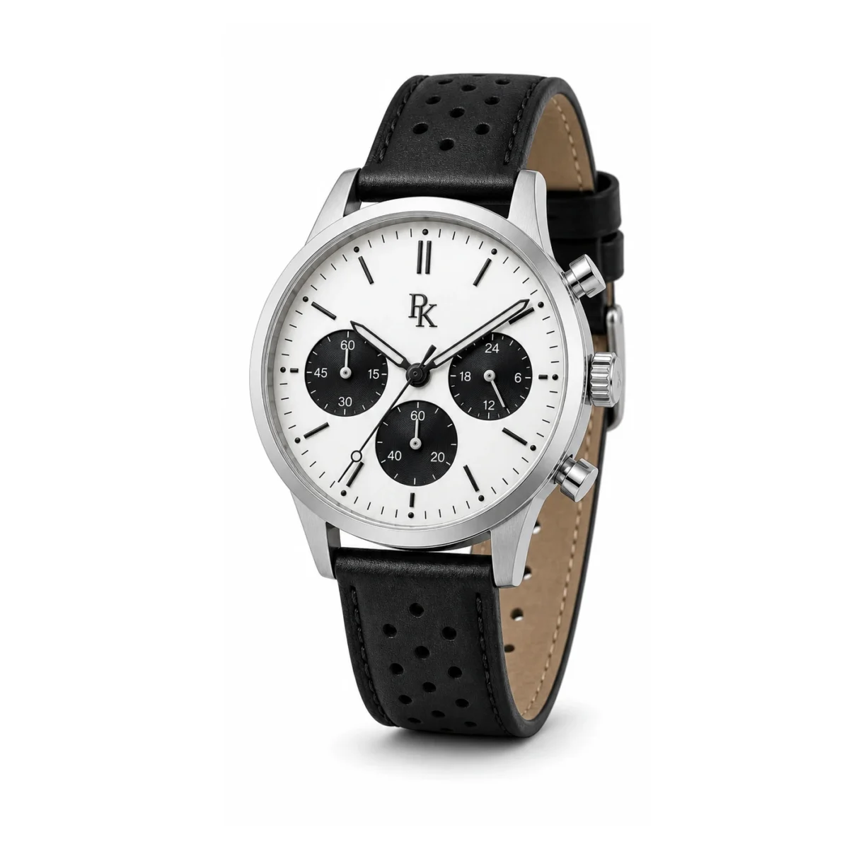 rk-tmp-42-pnd-blk-angle Bita Swissy Tempo 42mm Panda Black Chronograph Watch - Image 3