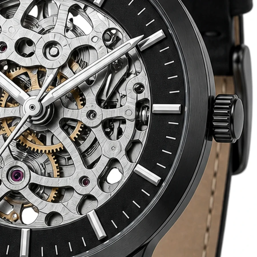 rk-vlt-42-blk-skl-side-detail Bita Swissy Vault 42mm Black Skeleton Watch - Image 4