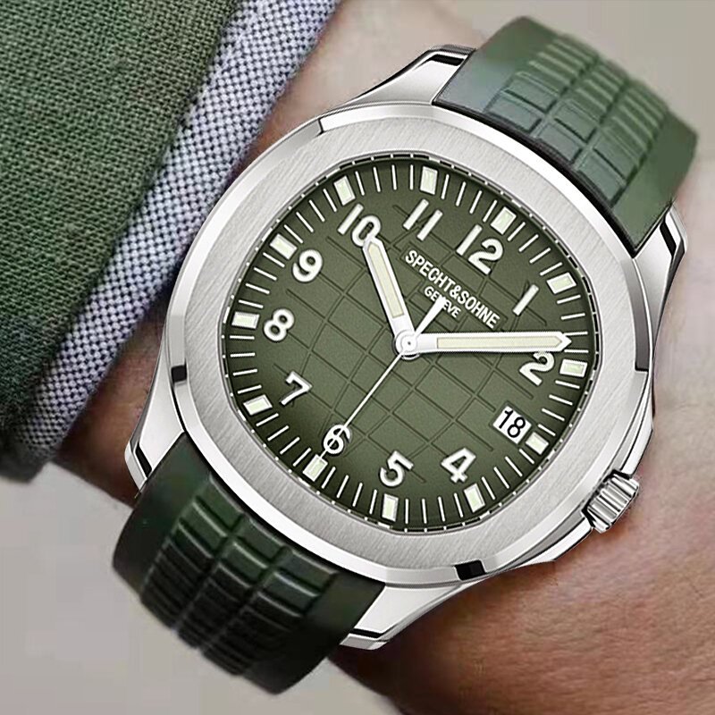 specht&sohne brand automatic mechanical watches sports wristwatches green sapphire luminous 50m waterproof relogio masculino