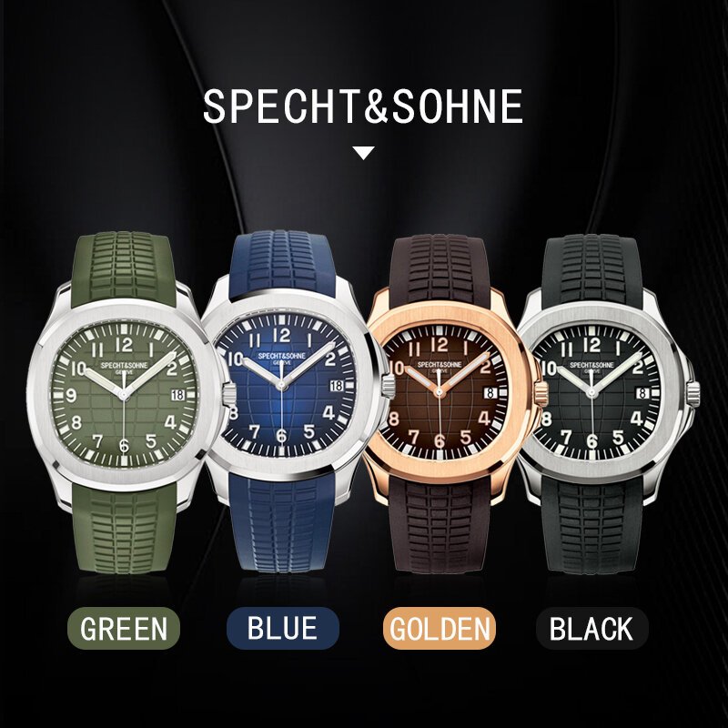 specht&sohne brand automatic mechanical watches sports wristwatches green sapphire luminous 50m waterproof relogio masculino specht&sohne brand automatic mechanical watches sports wristwatches green sapphire luminous 50m waterproof relogio masculino