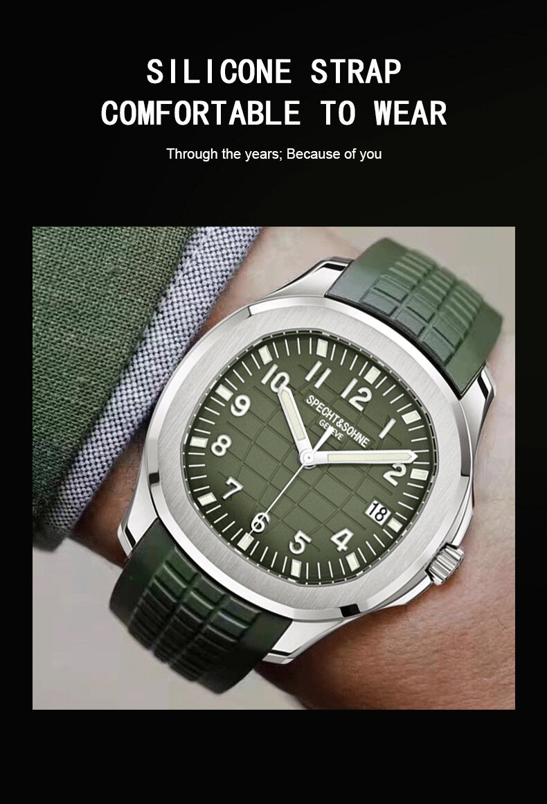 specht&sohne brand automatic mechanical watches sports wristwatches green sapphire luminous 50m waterproof relogio masculino specht&sohne brand automatic mechanical watches sports wristwatches green sapphire luminous 50m waterproof relogio masculino