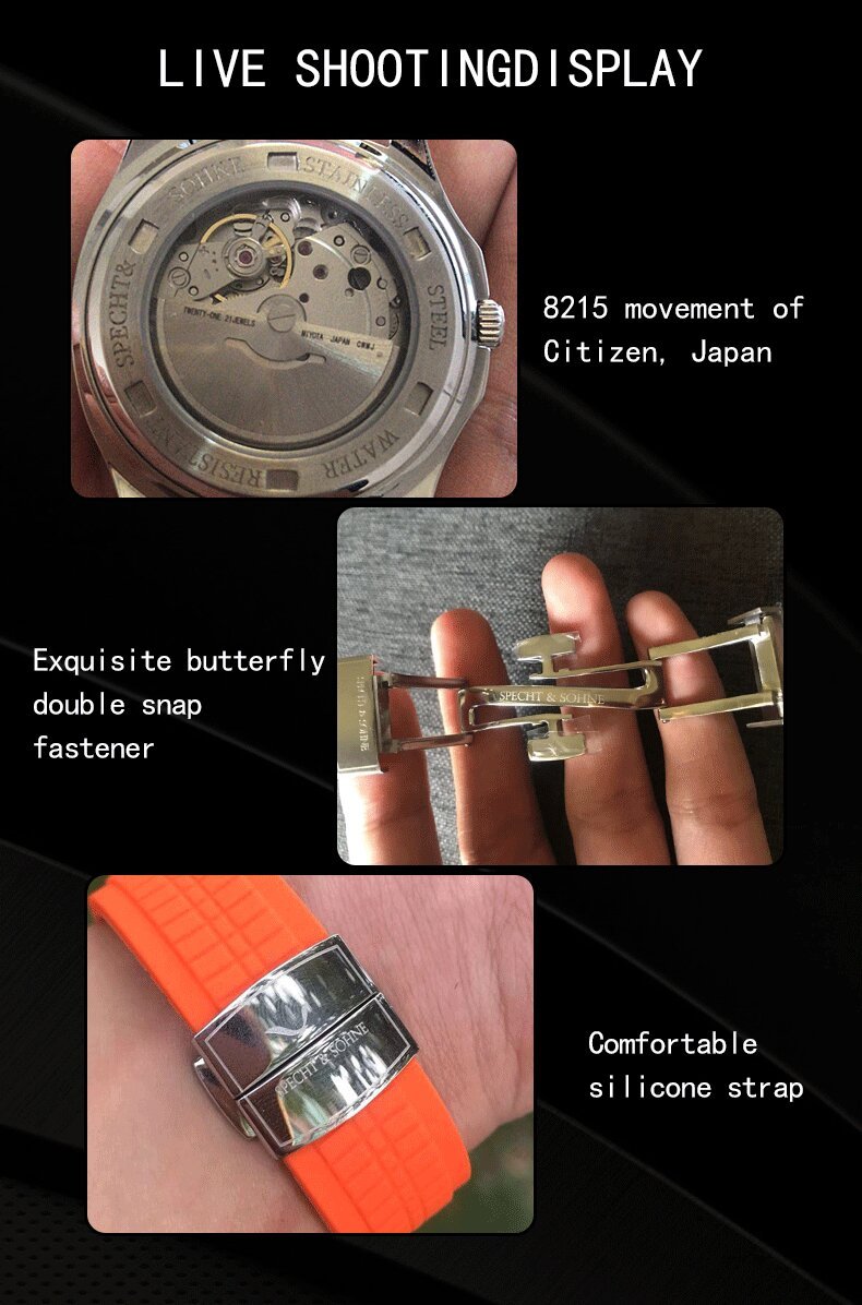 specht&sohne 2025 new luxury men mechanical wristwatch miyota 8215 stainless steel watch green rubber sapphire reloj hombre specht&sohne 2025 new luxury men mechanical wristwatch miyota 8215 stainless steel watch green rubber sapphire reloj hombre
