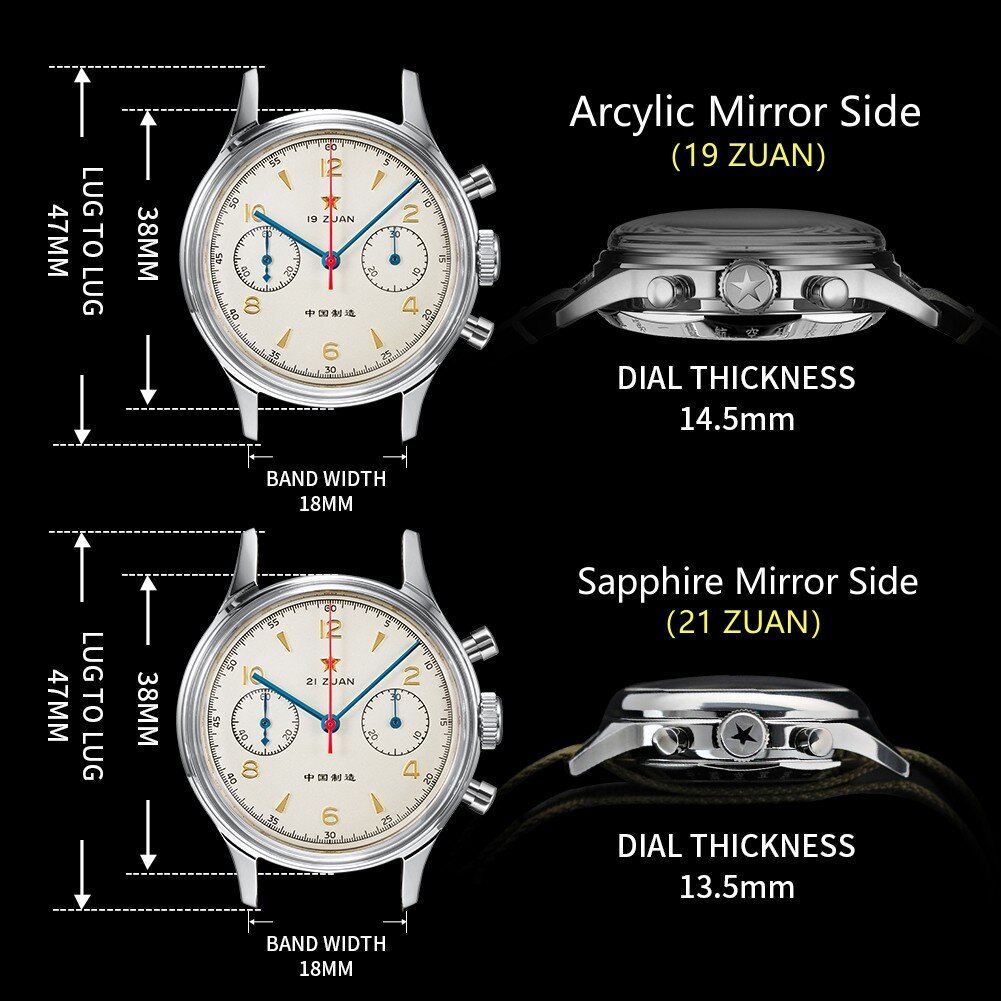red star 38mm men's 1963 chronograph mechanical watch pilot with seagull movement st1901 air force aviation sapphire goose 40mm red star 38mm men's 1963 chronograph mechanical watch pilot with seagull movement st1901 air force aviation sapphire goose 40mm