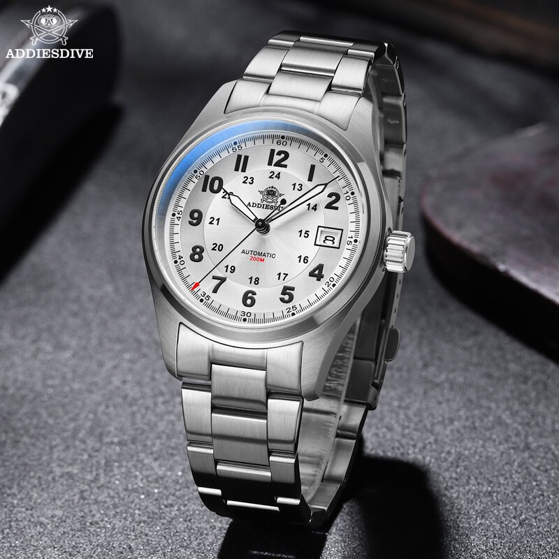 addiesdive luxurious men's automatic watch nh35a mechanical watch sapphire glass 200m waterproof analog luminous watches ad2048