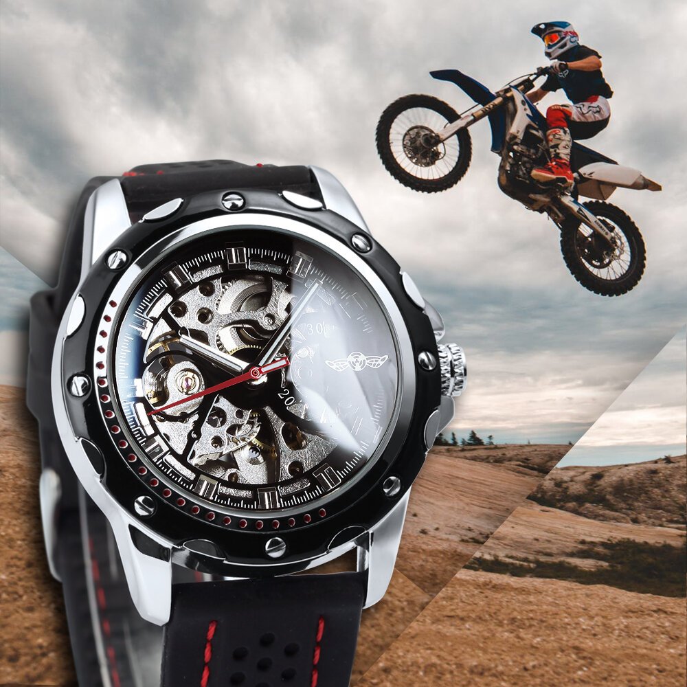 winner sports outdoor automatic watch for men luminous hands black skeleton mechanical watches luxury brand rubber strap clock winner sports outdoor automatic watch for men luminous hands black skeleton mechanical watches luxury brand rubber strap clock