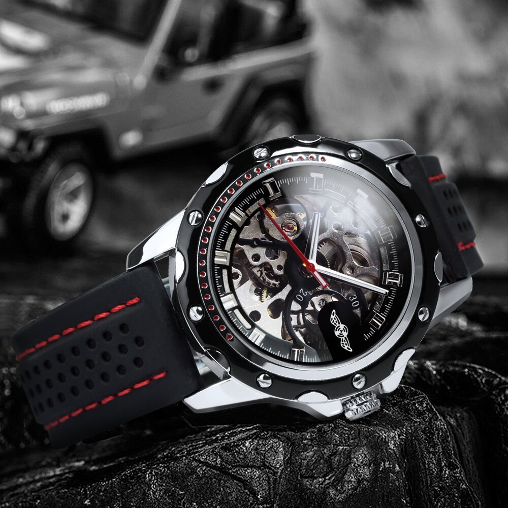 winner sports outdoor automatic watch for men luminous hands black skeleton mechanical watches luxury brand rubber strap clock winner sports outdoor automatic watch for men luminous hands black skeleton mechanical watches luxury brand rubber strap clock