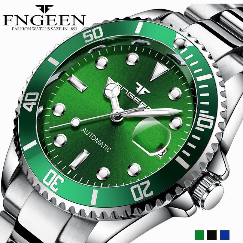 2024 luxury brand men watch steel tourbillon skeleton mechanical watches luminous automatic date diamond fngeen 9001 wristwatch