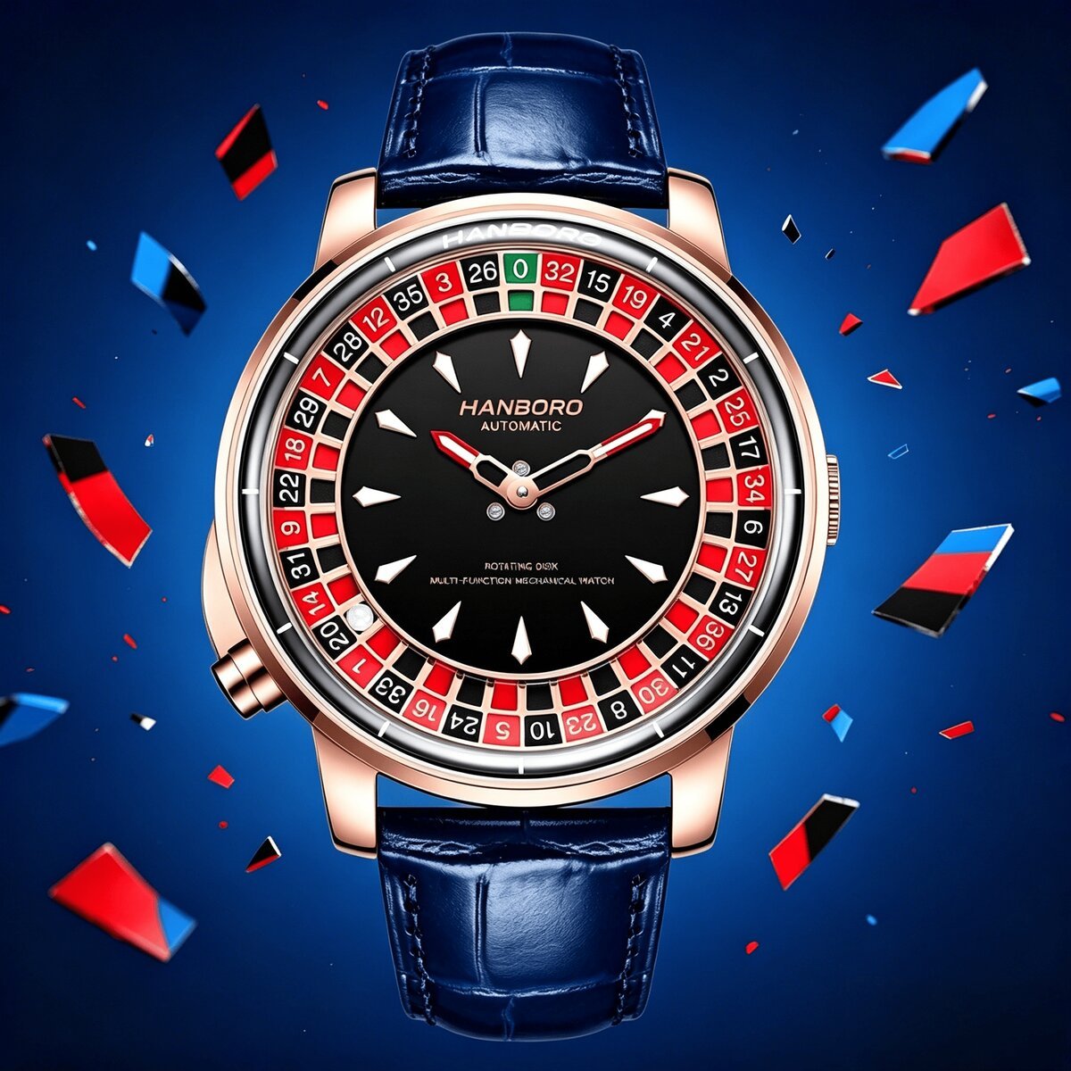 hanboro men's fully automatic mechanical watch casino wheel rotating dial luxury rose gold unique personalized watch hanboro men's fully automatic mechanical watch casino wheel rotating dial luxury rose gold unique personalized watch