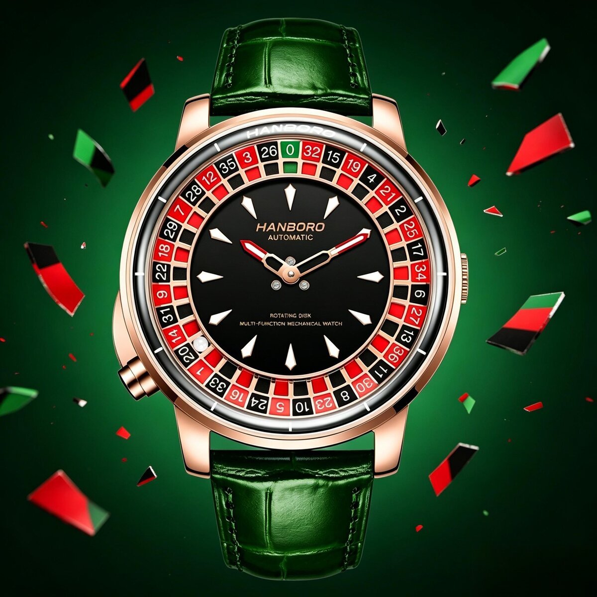 hanboro men's fully automatic mechanical watch casino wheel rotating dial luxury rose gold unique personalized watch hanboro men's fully automatic mechanical watch casino wheel rotating dial luxury rose gold unique personalized watch