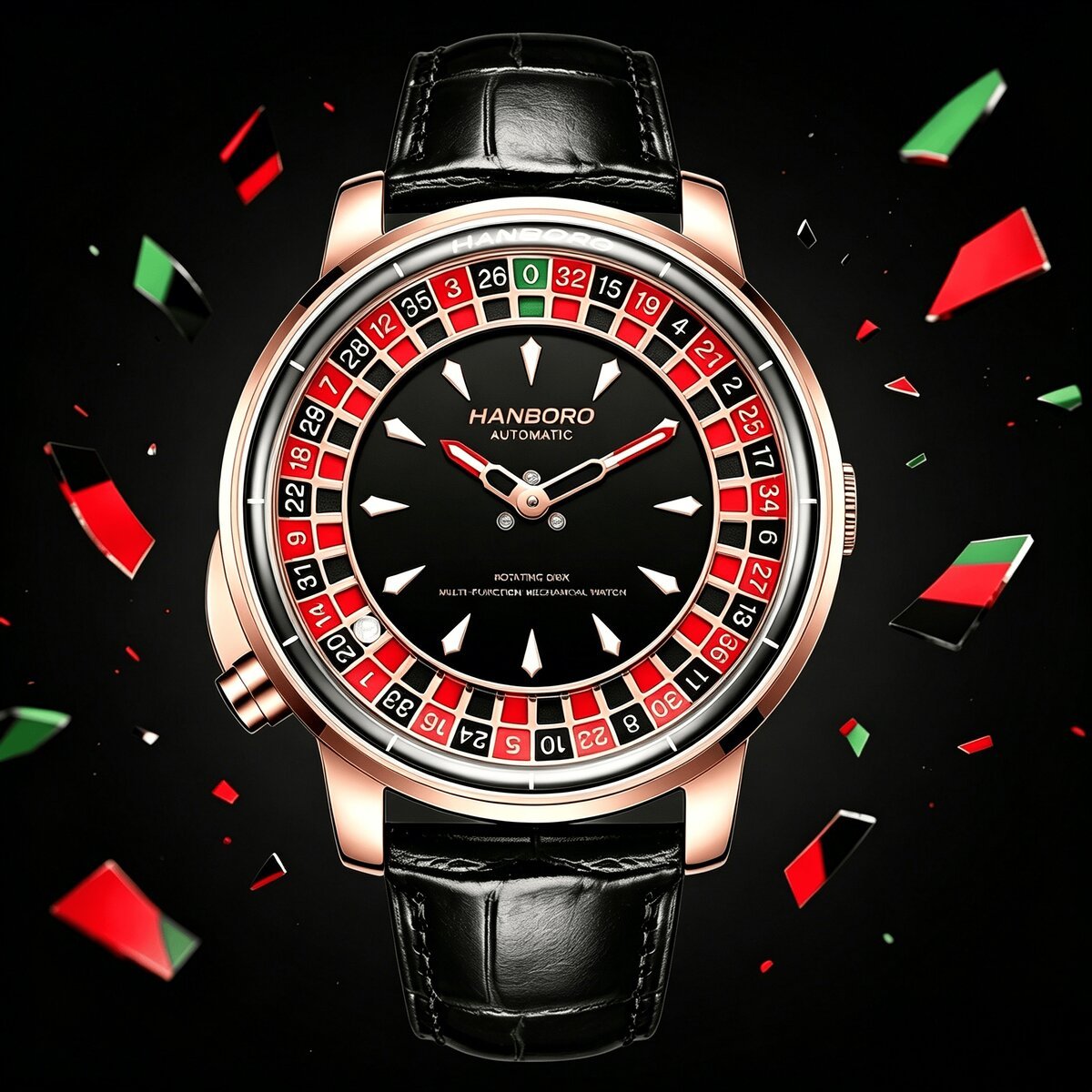 hanboro men's fully automatic mechanical watch casino wheel rotating dial luxury rose gold unique personalized watch hanboro men's fully automatic mechanical watch casino wheel rotating dial luxury rose gold unique personalized watch