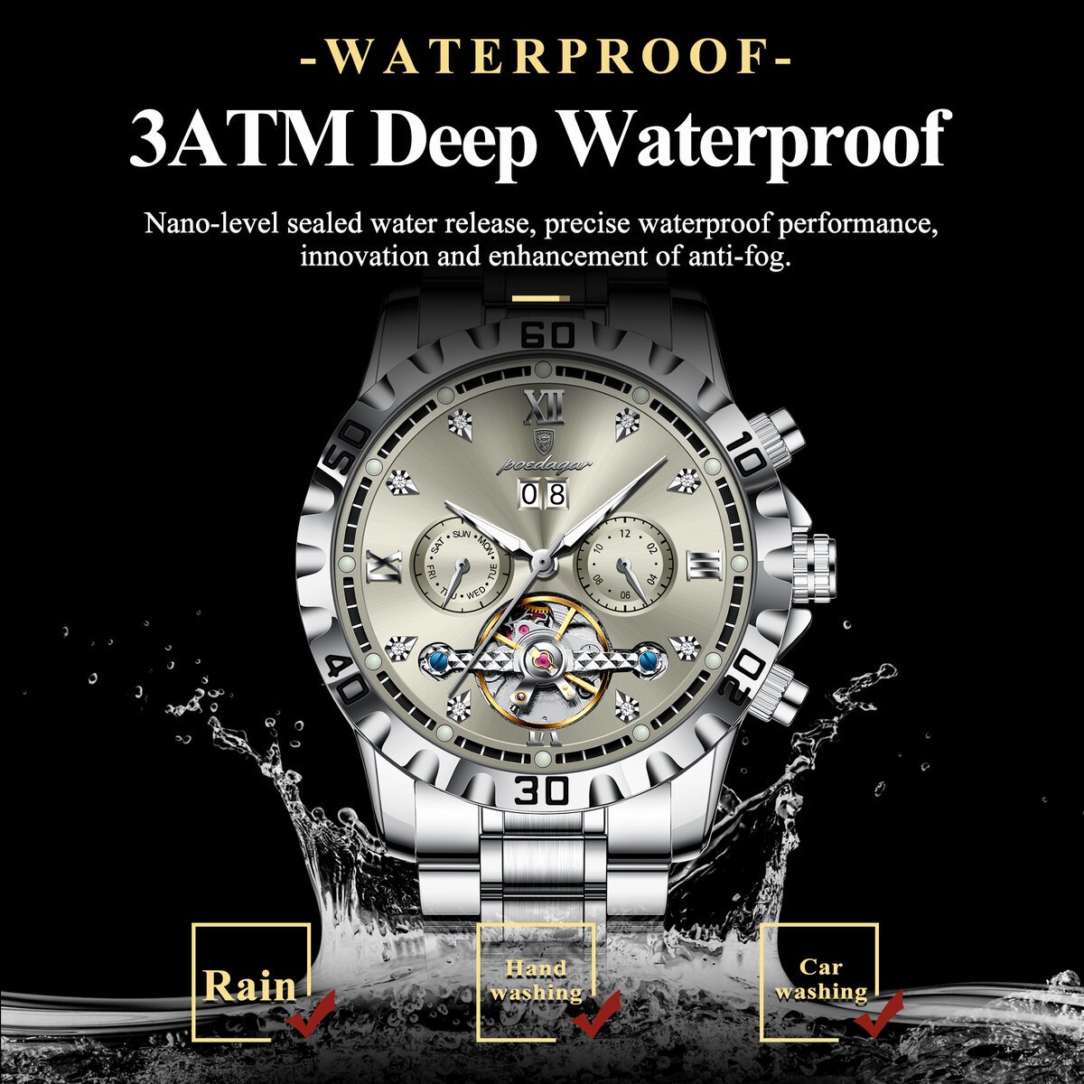 poedagar top luxury men watch automatic date week man wristwatch hollow tourbillon mechanical stainless steel men's watches male poedagar top luxury men watch automatic date week man wristwatch hollow tourbillon mechanical stainless steel men's watches male