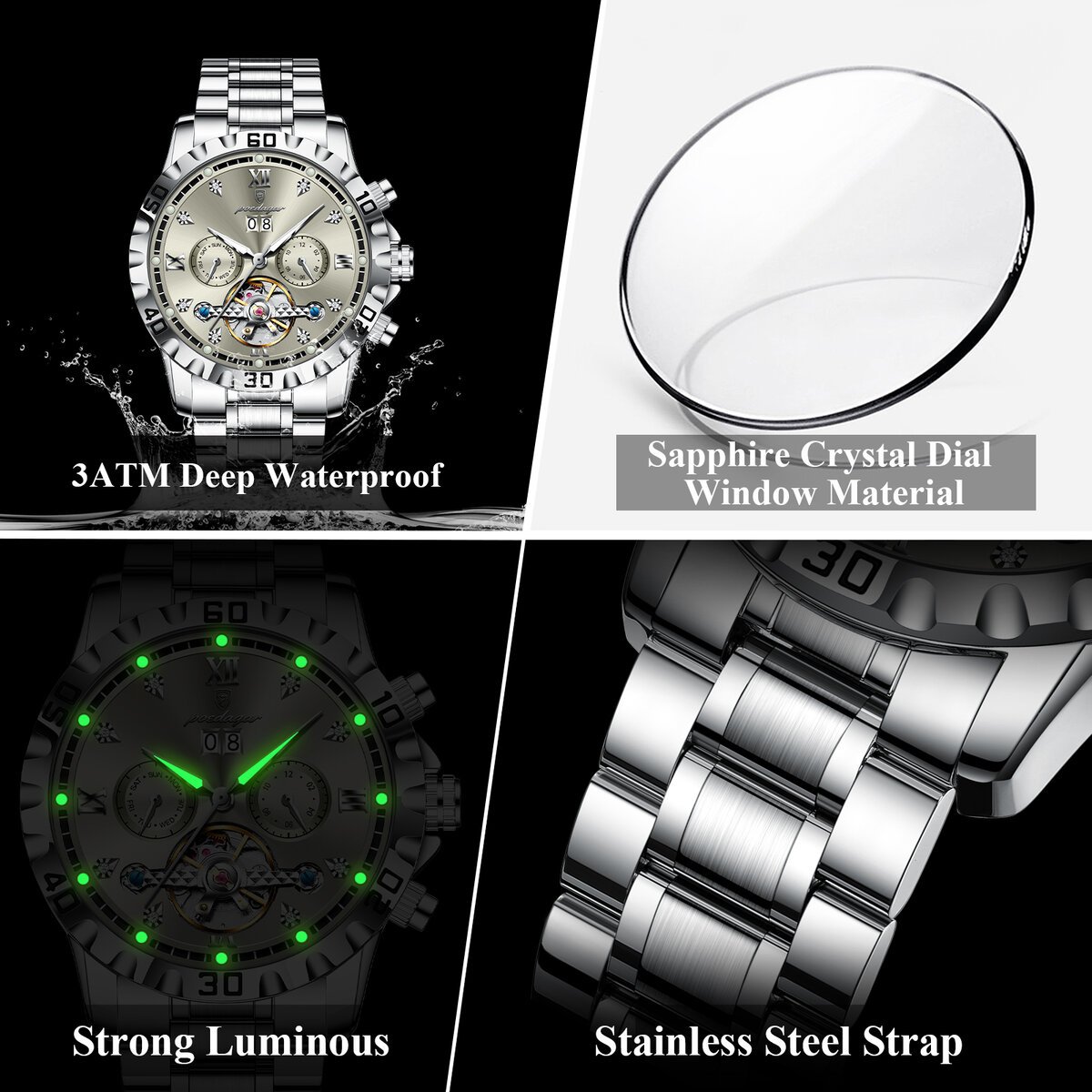 poedagar top luxury men watch automatic date week man wristwatch hollow tourbillon mechanical stainless steel men's watches male poedagar top luxury men watch automatic date week man wristwatch hollow tourbillon mechanical stainless steel men's watches male