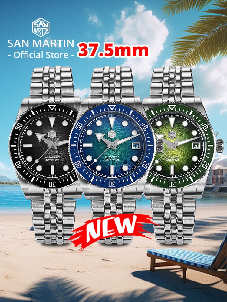 san martin 40mm men's luxury diver watch miyota 9015 enamel sunburst dial automatic mechanical wristwatch waterproof 200m sn0148 san martin 40mm men's luxury diver watch miyota 9015 enamel sunburst dial automatic mechanical wristwatch waterproof 200m sn0148