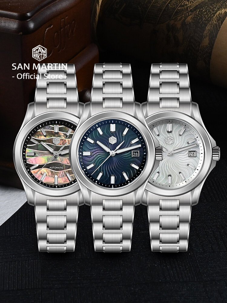 san martin official 39mm guilloche mop dial gada watch miyota 9015 luxury men's automatic mechanical watches 10 atm reloj sn0150 san martin official 39mm guilloche mop dial gada watch miyota 9015 luxury men's automatic mechanical watches 10 atm reloj sn0150