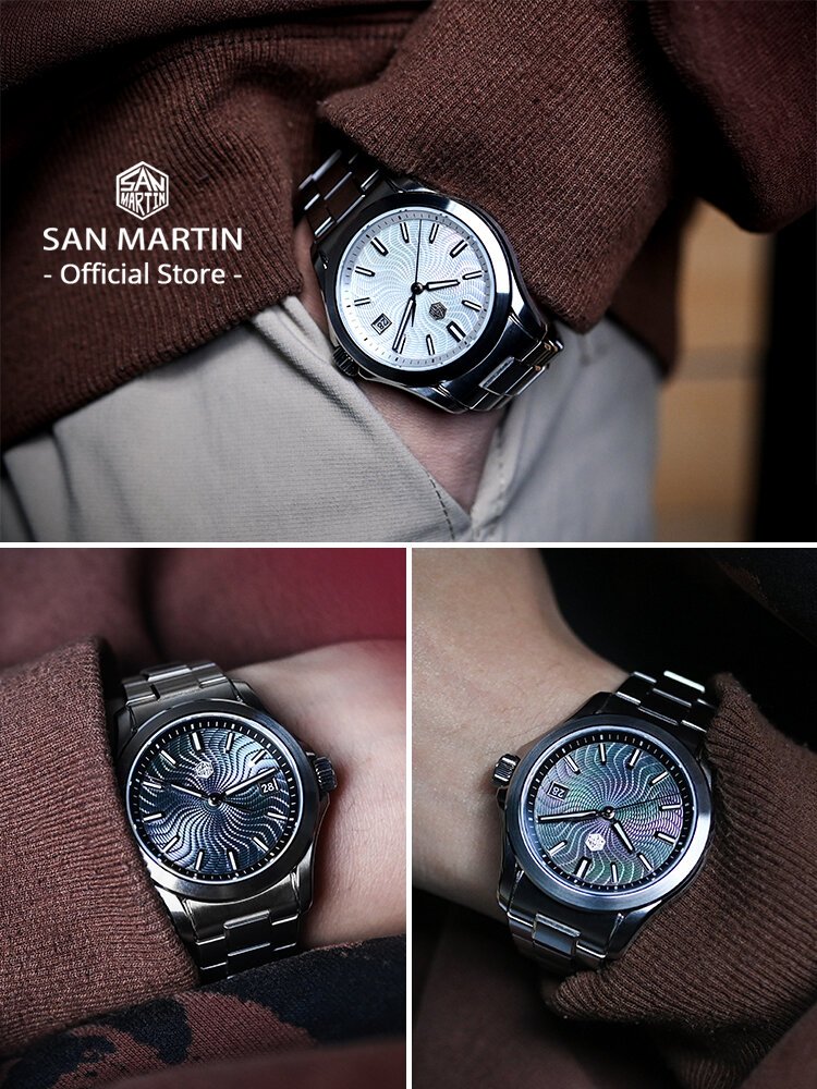 san martin official 39mm guilloche mop dial gada watch miyota 9015 luxury men's automatic mechanical watches 10 atm reloj sn0150 san martin official 39mm guilloche mop dial gada watch miyota 9015 luxury men's automatic mechanical watches 10 atm reloj sn0150