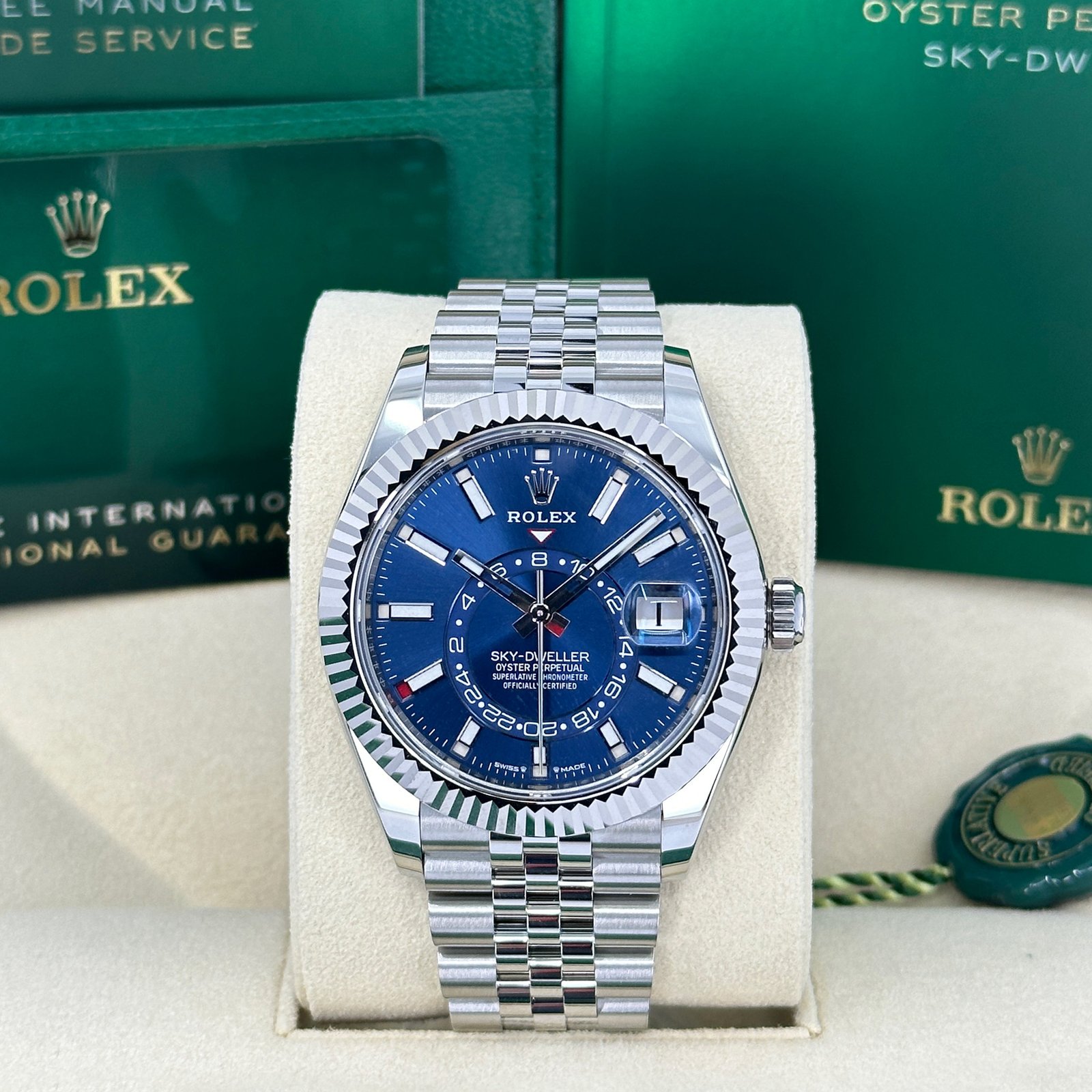 rolex sky dweller, 42mm, oystersteel and 18k white gold, blue, jubilee, ref# 336934 0006 rolex sky dweller, 42mm, oystersteel and 18k white gold, blue, jubilee, ref# 336934 0006