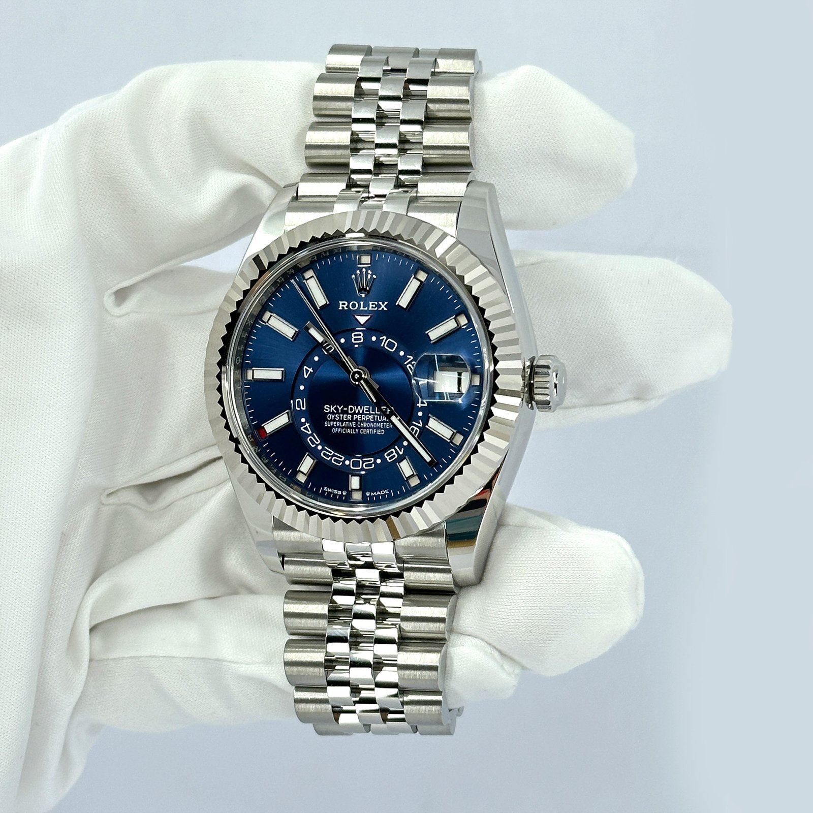 rolex sky dweller, 42mm, oystersteel and 18k white gold, blue, jubilee, ref# 336934 0006 rolex sky dweller, 42mm, oystersteel and 18k white gold, blue, jubilee, ref# 336934 0006