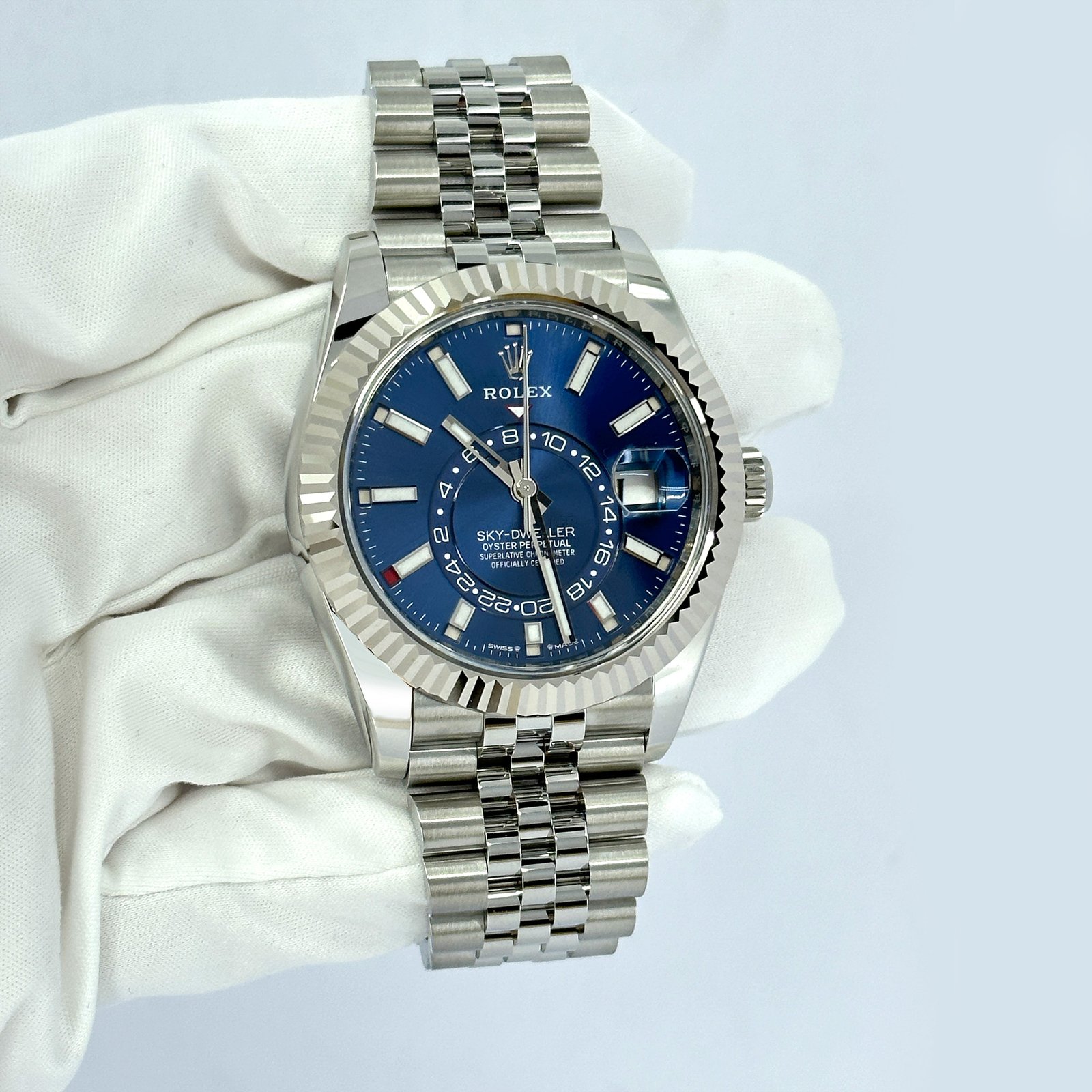 rolex sky dweller, 42mm, oystersteel and 18k white gold, blue, jubilee, ref# 336934 0006 rolex sky dweller, 42mm, oystersteel and 18k white gold, blue, jubilee, ref# 336934 0006