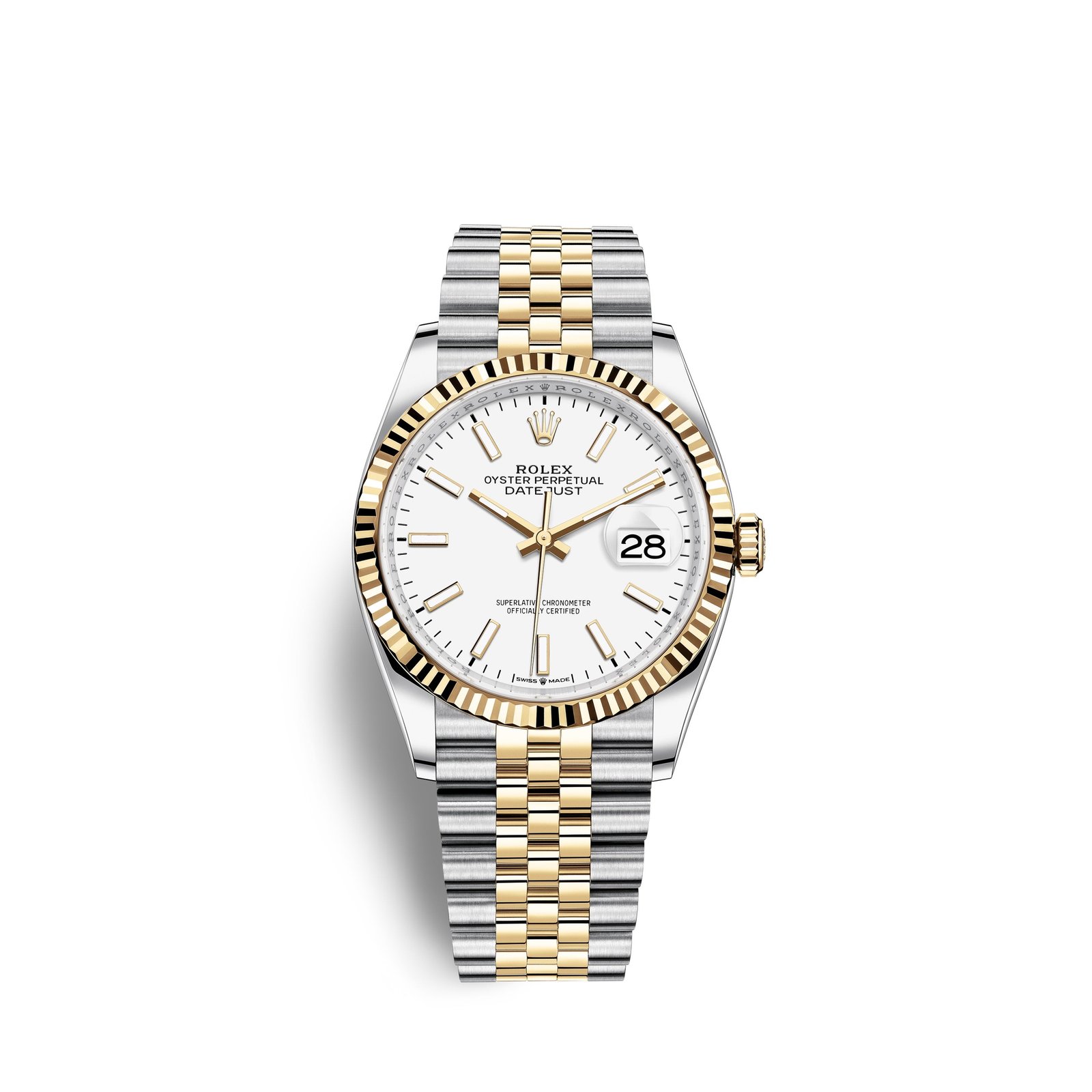 rolex datejust 36, 18k yellow gold and stainless steel, 36mm, ref# 126233 0019