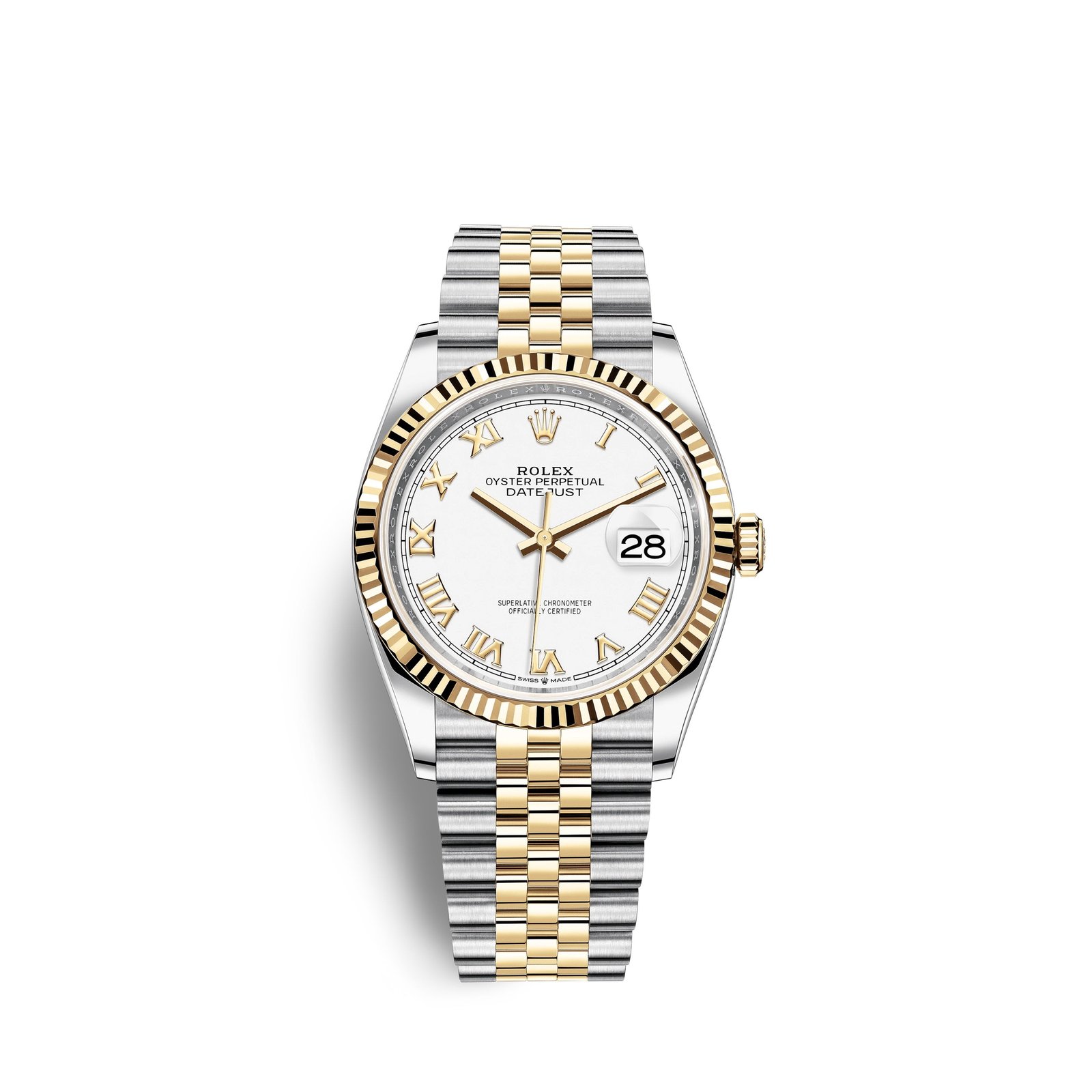 rolex datejust 36, 18k yellow gold and stainless steel, 36mm, ref# 126233 0029