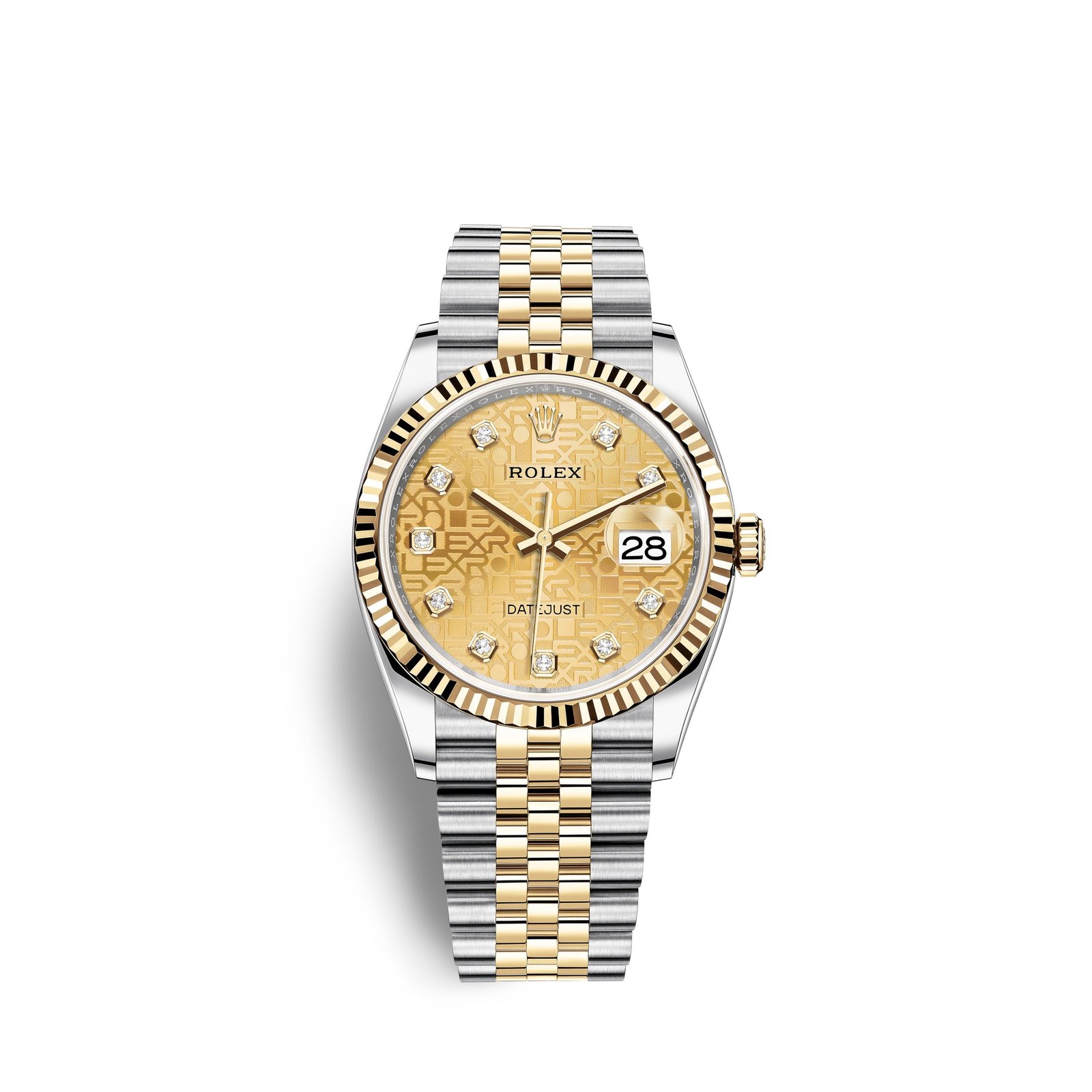 rolex datejust 36, 18k yellow gold and stainless steel, 36mm, ref# 126233 0033