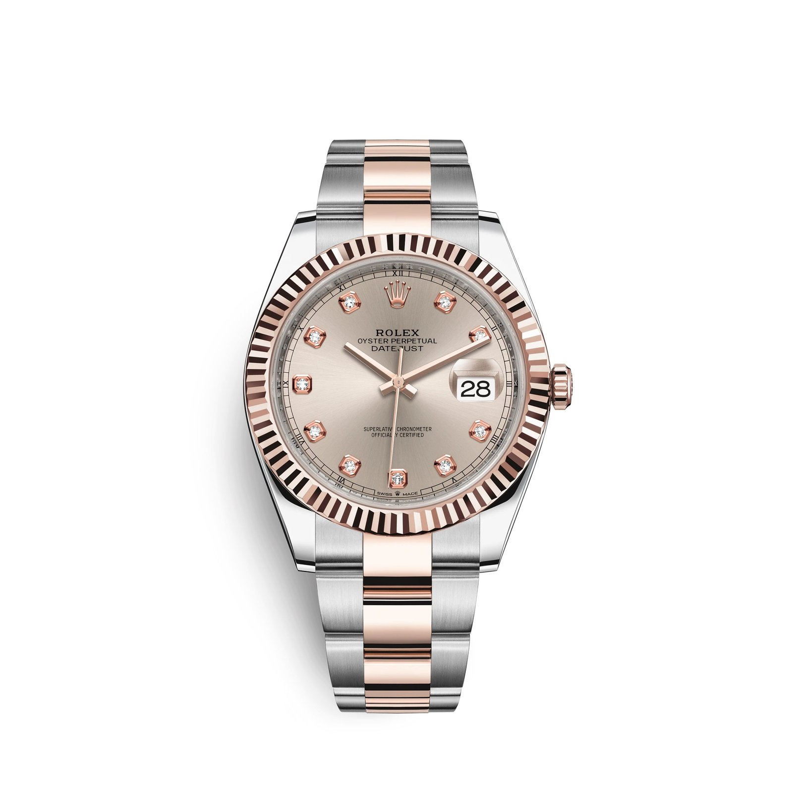 rolex datejust 41, 18k everose gold and stainless steel, 41mm, ref# 126331 0007