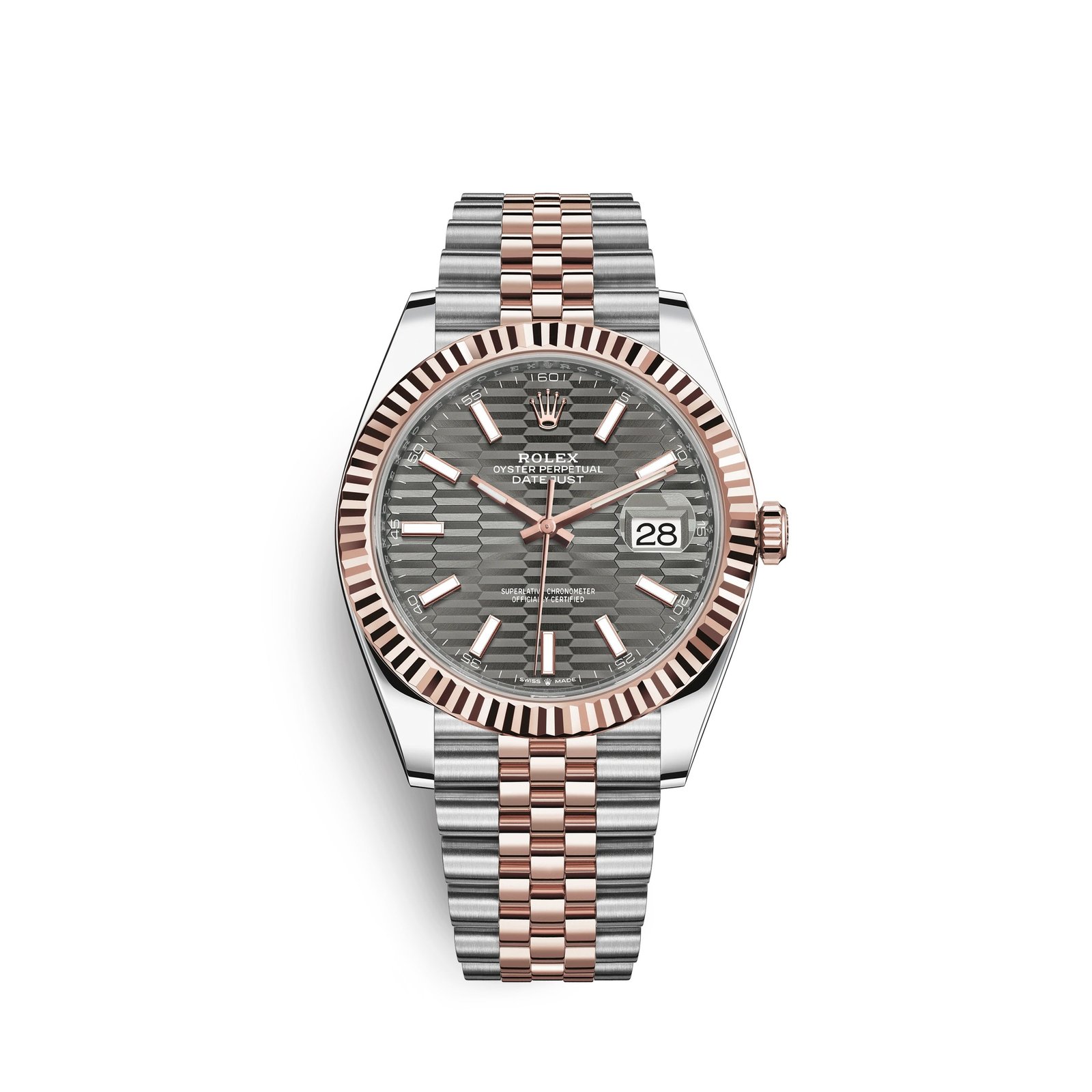 rolex datejust 41mm, oystersteel and 18k everose gold, ref# 126331 0020