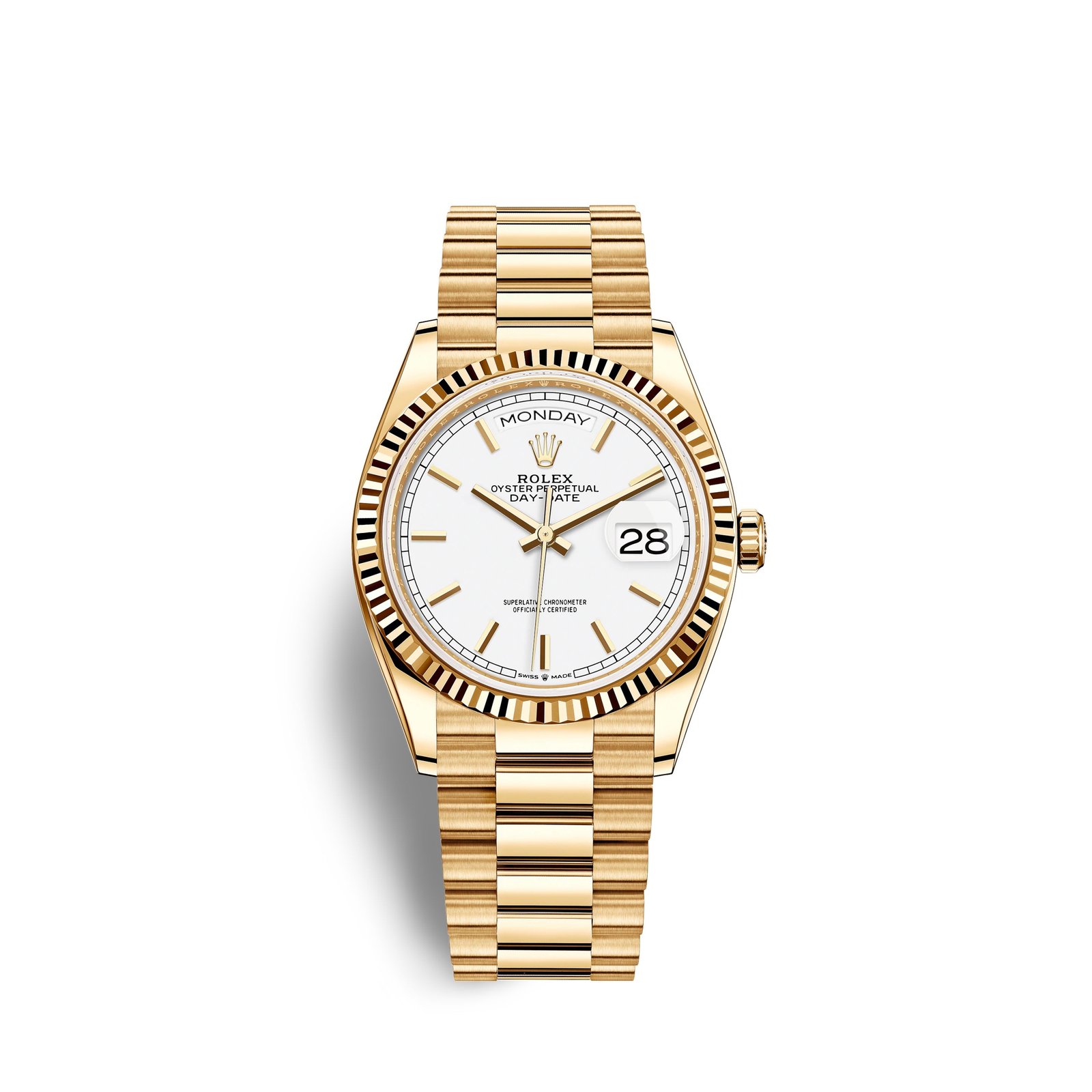 rolex day date, 36mm, 18k yellow gold, ref# 128238 0081