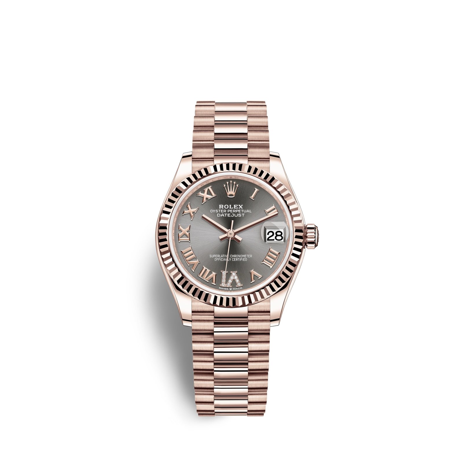 rolex datejust 31, 18k everose gold, ref# 278275 0033