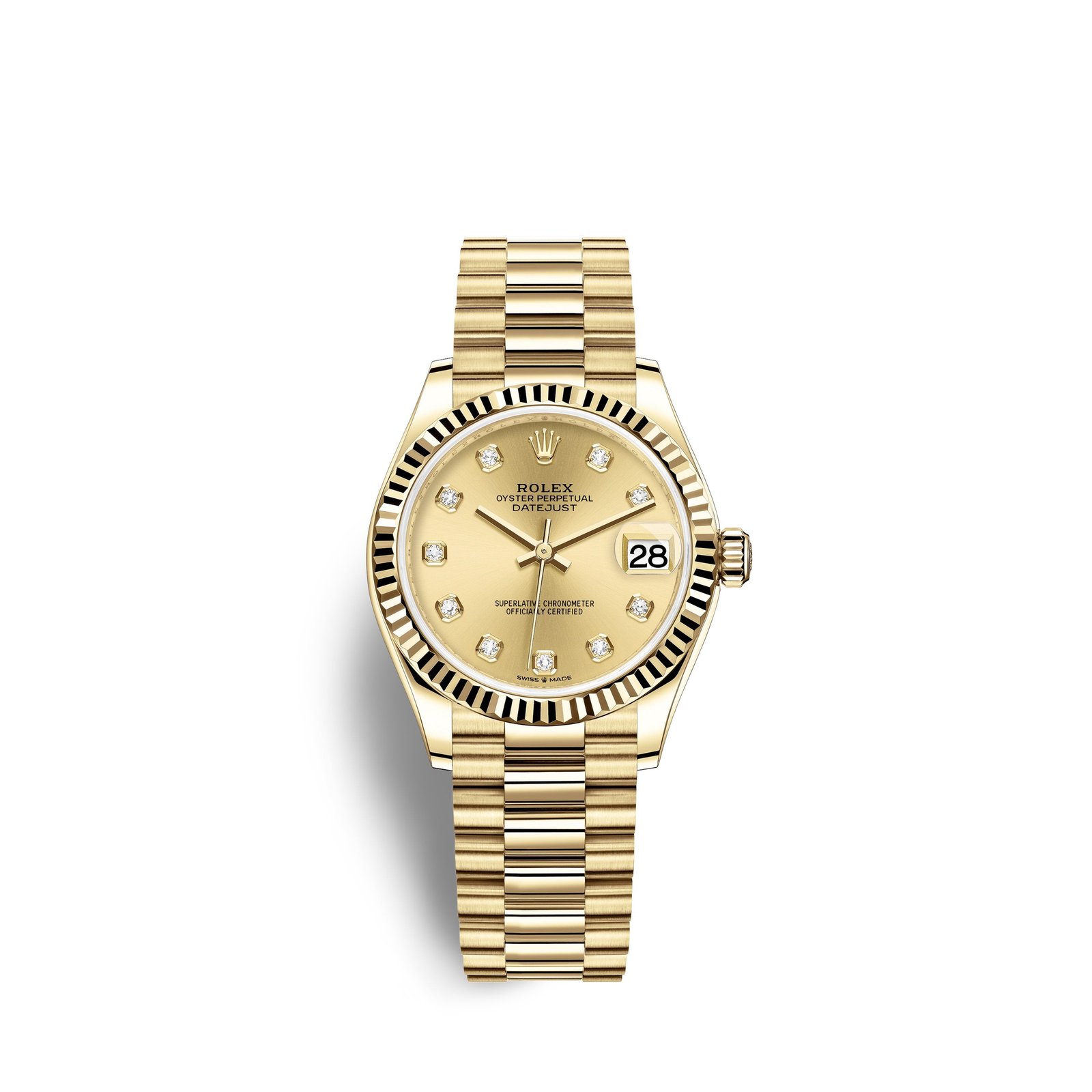 rolex datejust 31, 18k yellow gold, ref# 278278 0009