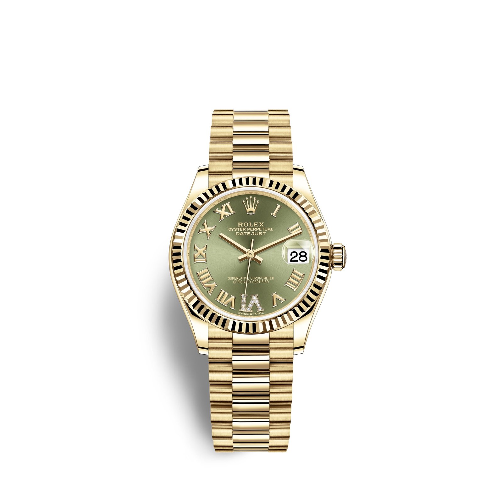 rolex datejust 31, 18k yellow gold, ref# 278278 0030