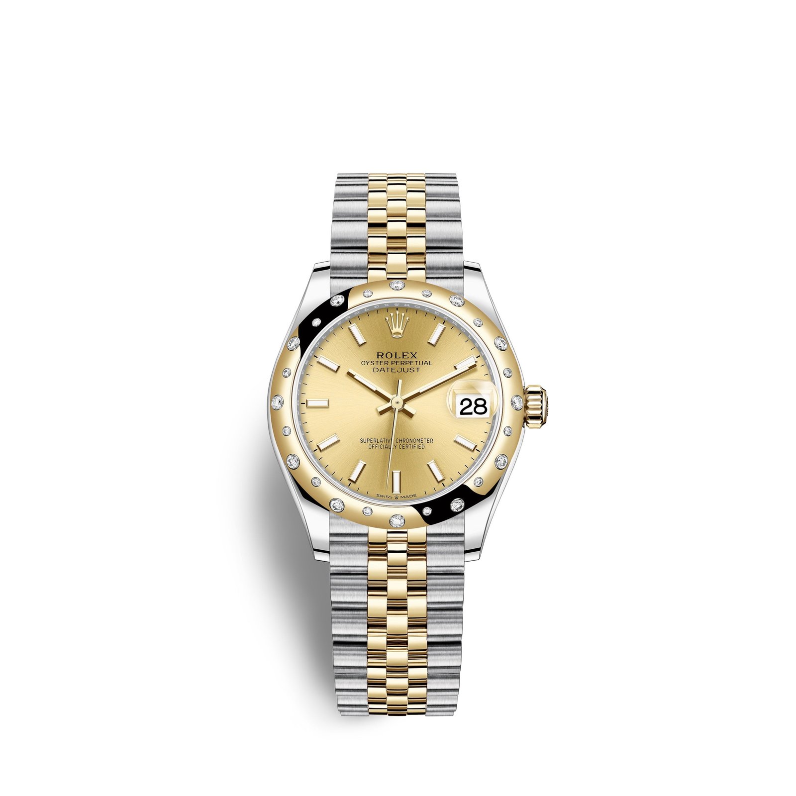 rolex datejust 31, oystersteel, 18kt yellow gold and diamonds, ref# 278343rbr 0014 rolex datejust 31, oystersteel, 18kt yellow gold and diamonds, ref# 278343rbr 0014