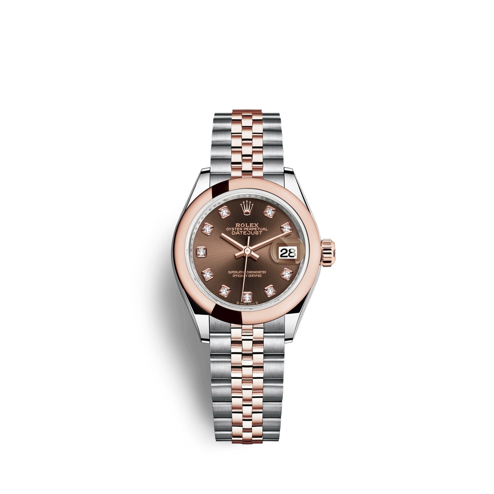 rolex lady datejust 28, oystersteel and 18k everose gold, ref# 279161 0011