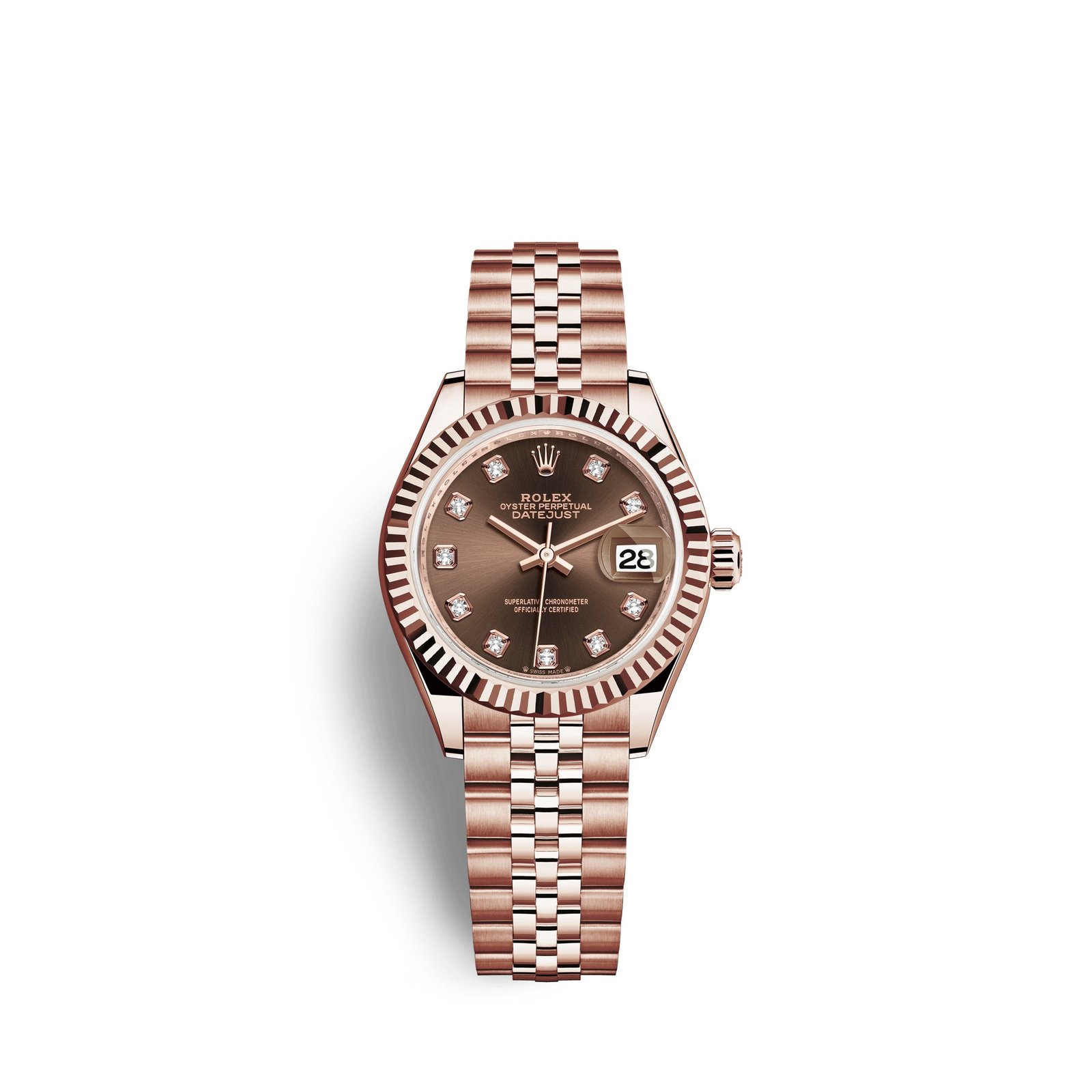 rolex lady datejust 28, 18k everose gold, ref# 279175 0010