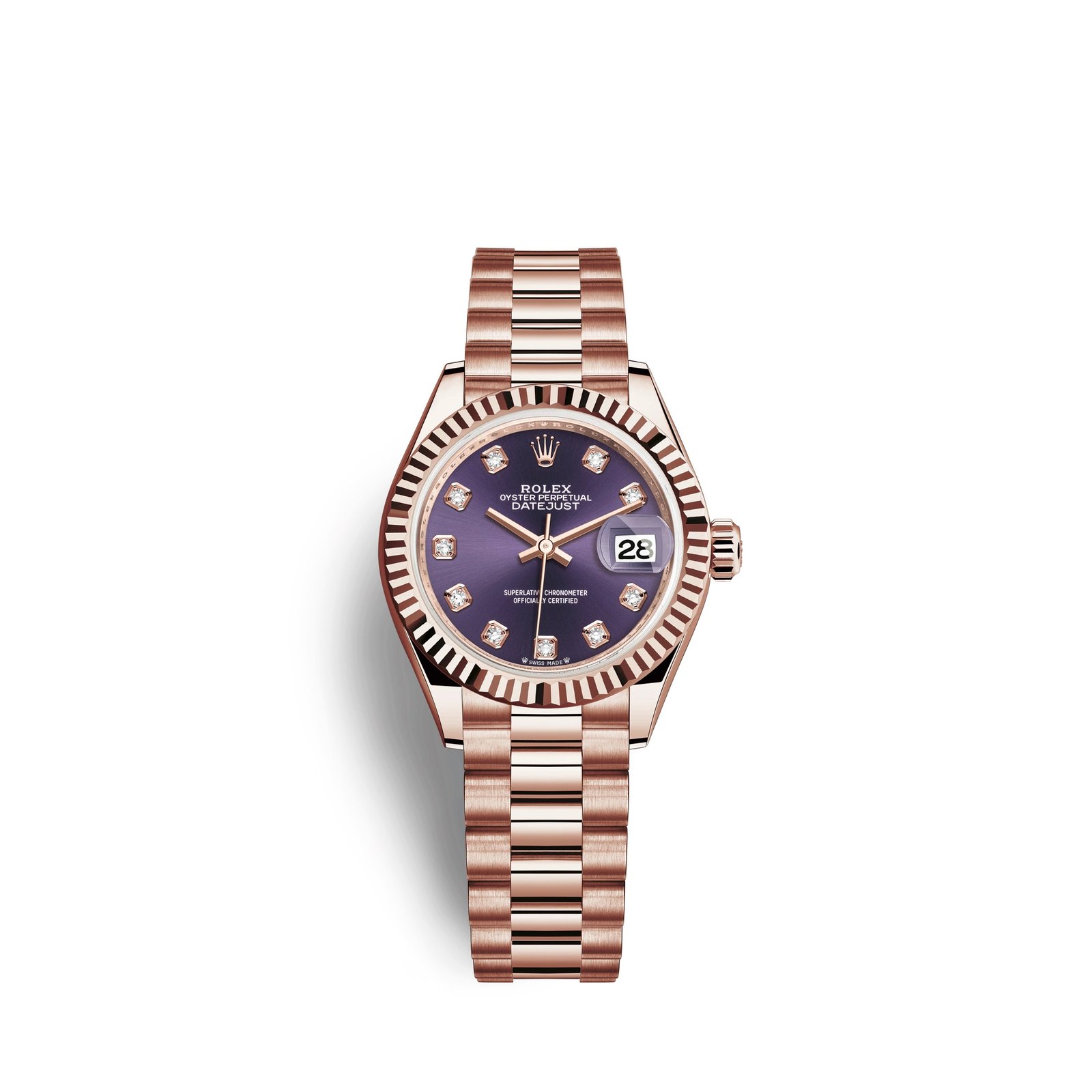 rolex lady datejust 28, 18k everose gold, ref# 279175 0019