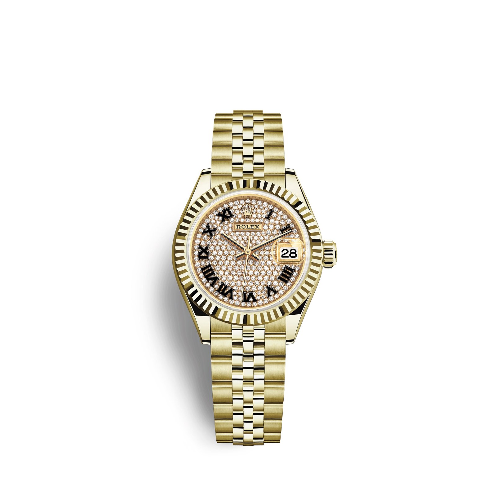 rolex lady datejust 28, 18k yellow gold, ref# 279178 0032