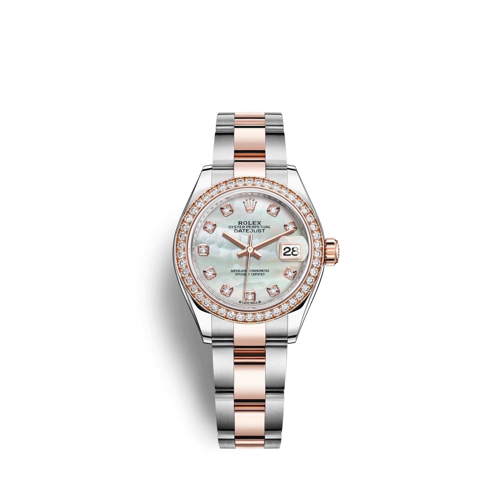 rolex lady datejust 28, oystersteel and 18k everose gold, ref# 279381rbr 0014