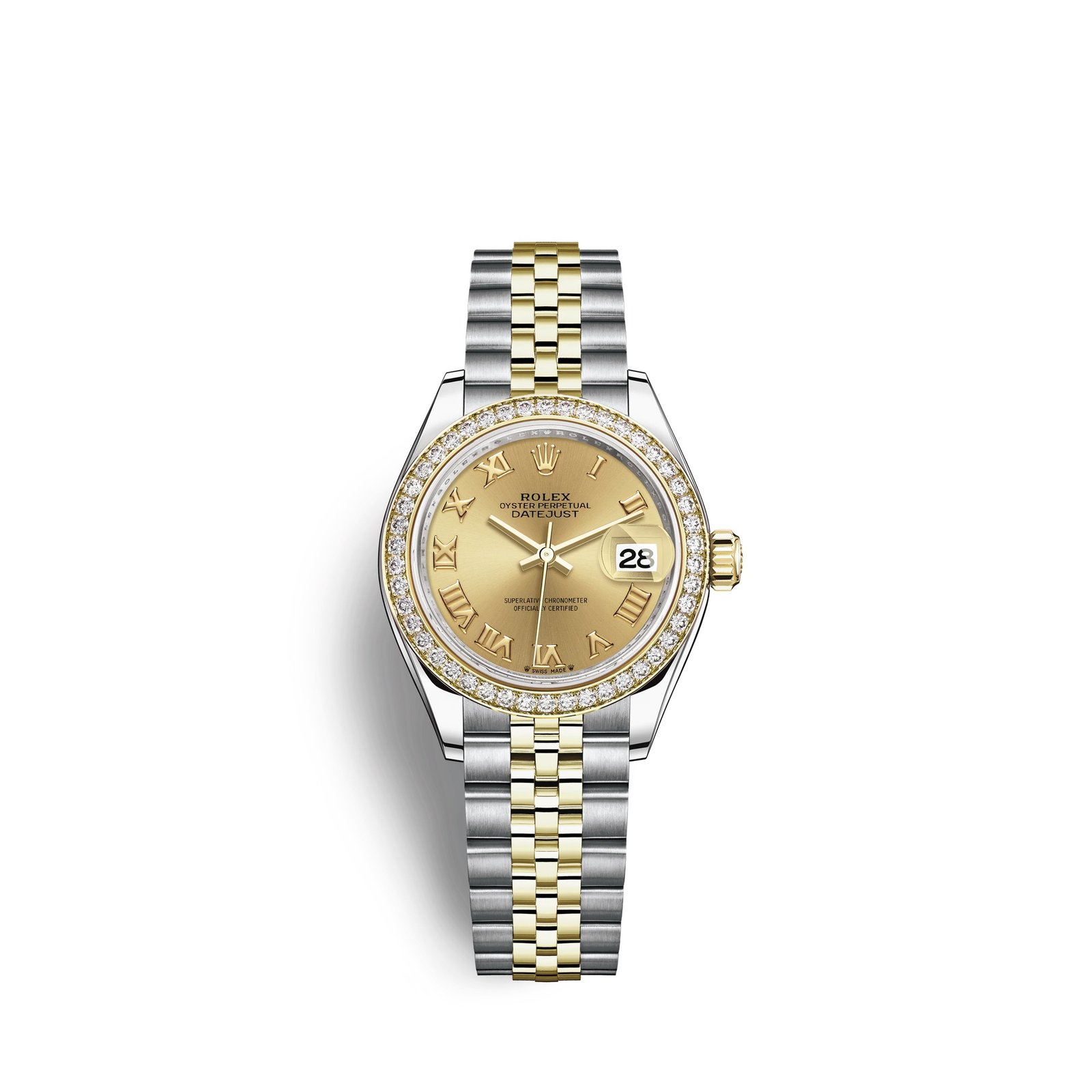 rolex lady datejust 28, oystersteel and 18k yellow gold, ref# 279383rbr 0009