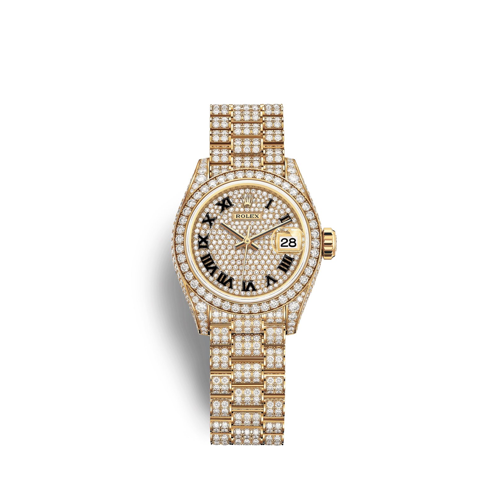 rolex lady datejust 28, 18k yellow gold, ref# 279458rbr 0001