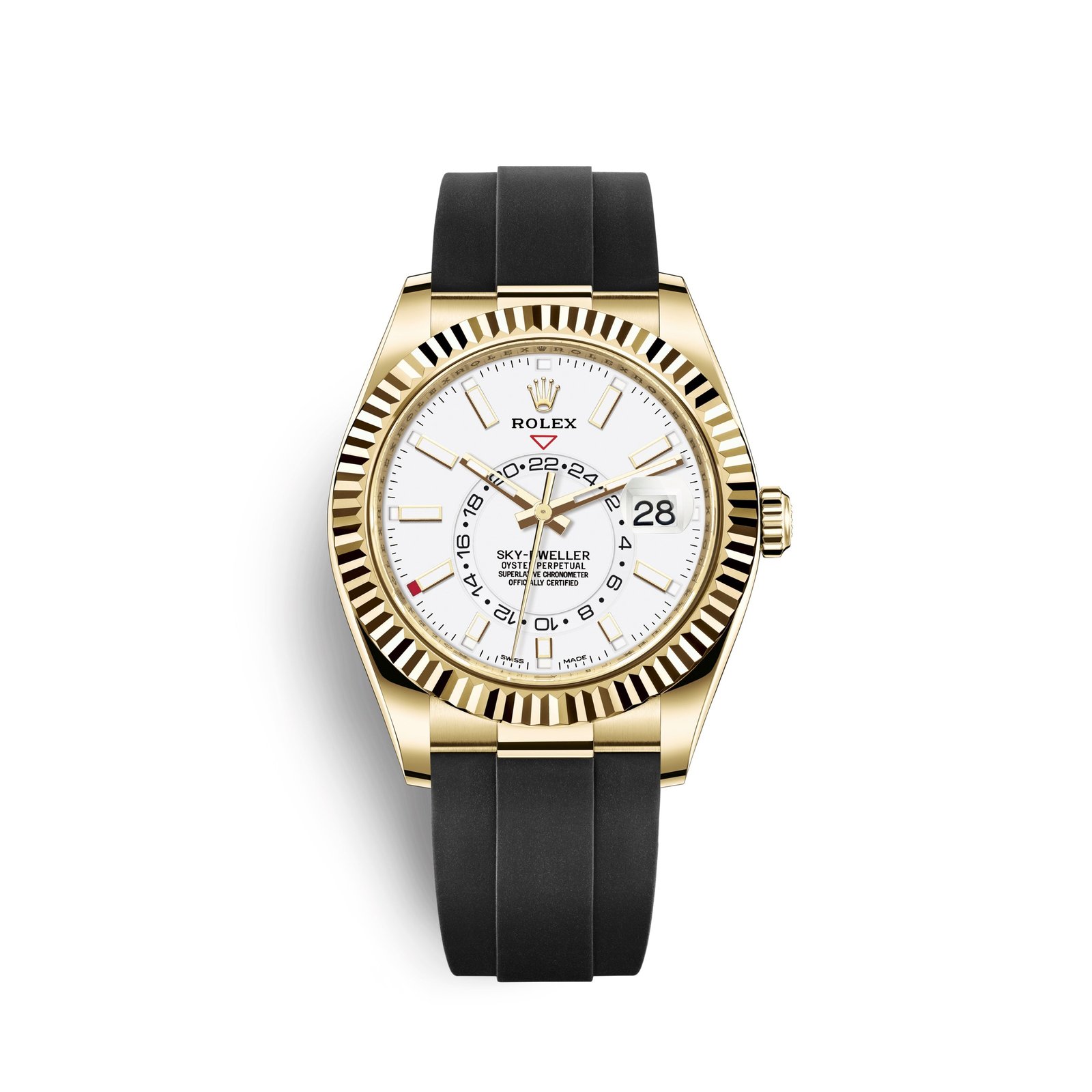 rolex sky dweller 42mm, 18k yellow gold, oysterflex ref# 326238 0006